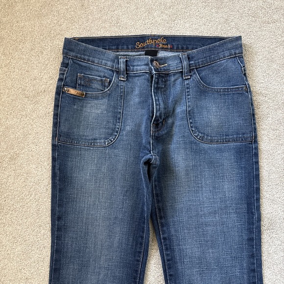 Southpole Jeans Juniors 7 Blue Denim Low Rise Flare Embroidered Back Pocket Y2K - Picture 10 of 10